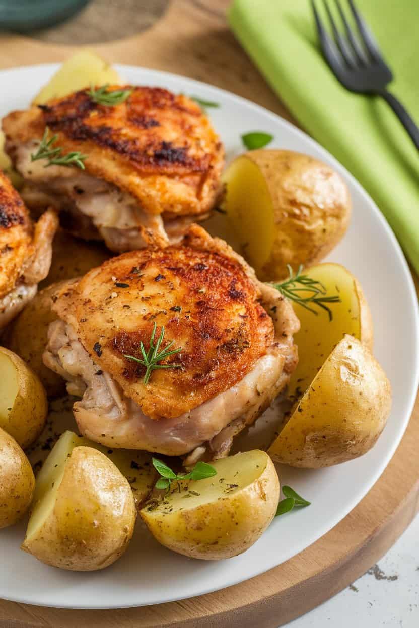 Crispy Chicken Thighs with Potatoes1