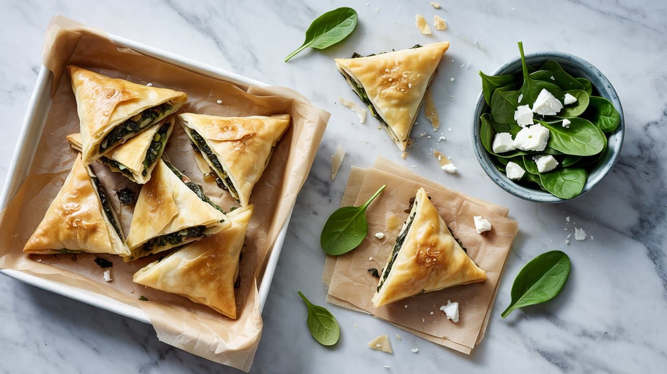 Spanakopita Triangles served as a side dish | EpicureDelight