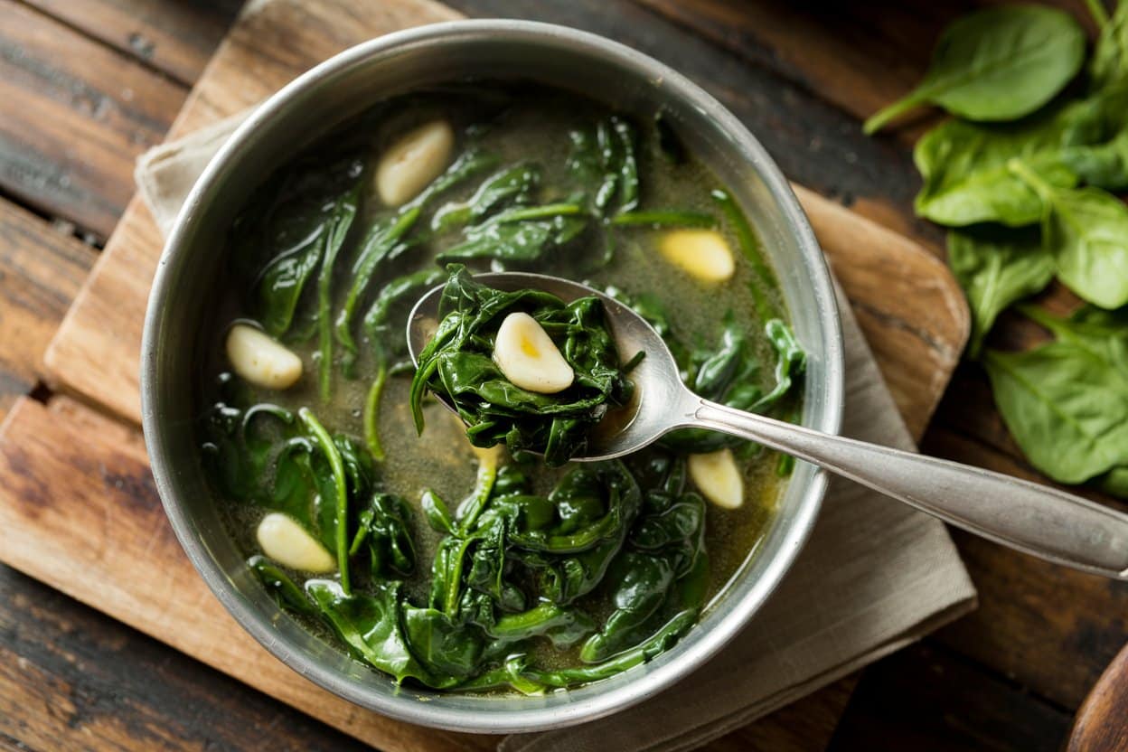 Garlic Sautéed Spinach served as a side dish | EpicureDelight