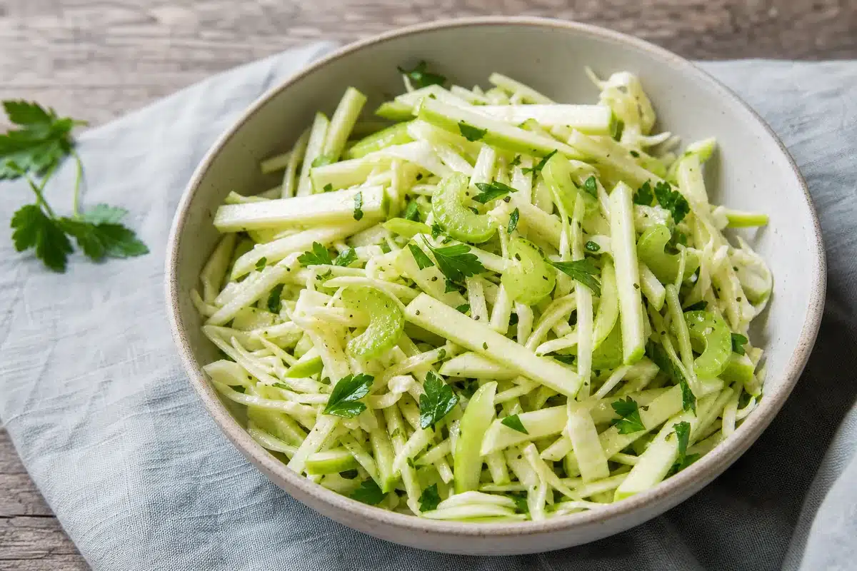 Apple Celery Slaw served as a side dish | EpicureDelight