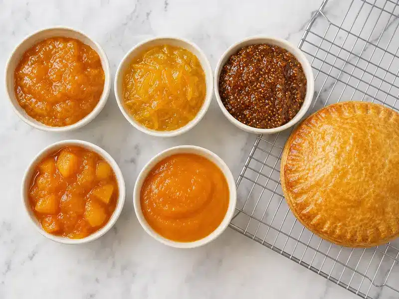 Peach jam, orange marmalade, fig jam, and apricot puree | EpicureDelight