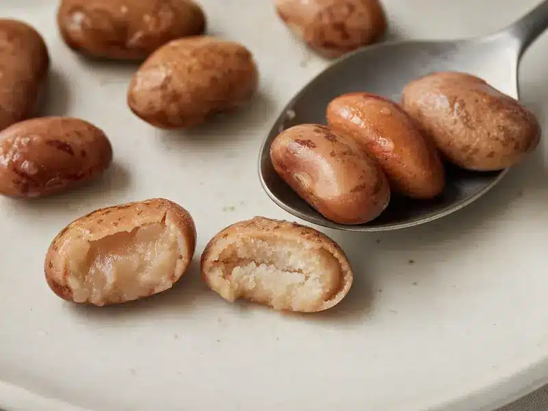 Cooked bean centers showing creamy and chalky textures | EpicureDelight