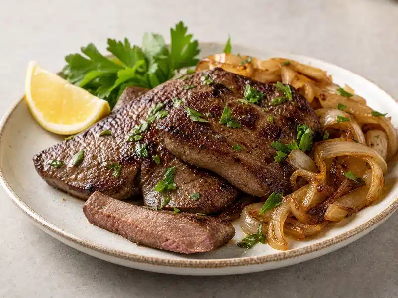 Cooked beef liver with onions - beef liver texture | EpicureDelight