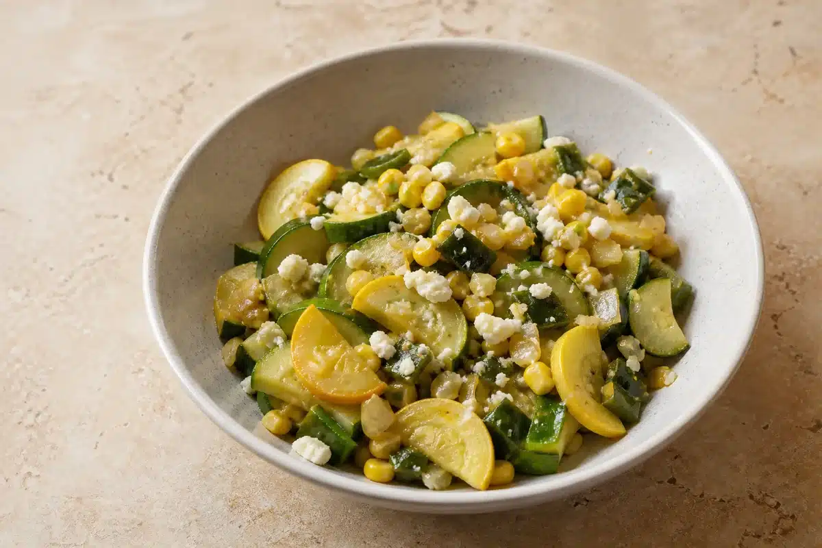 Calabacitas with zucchini, corn, poblano, and queso fresco | EpicureDelight