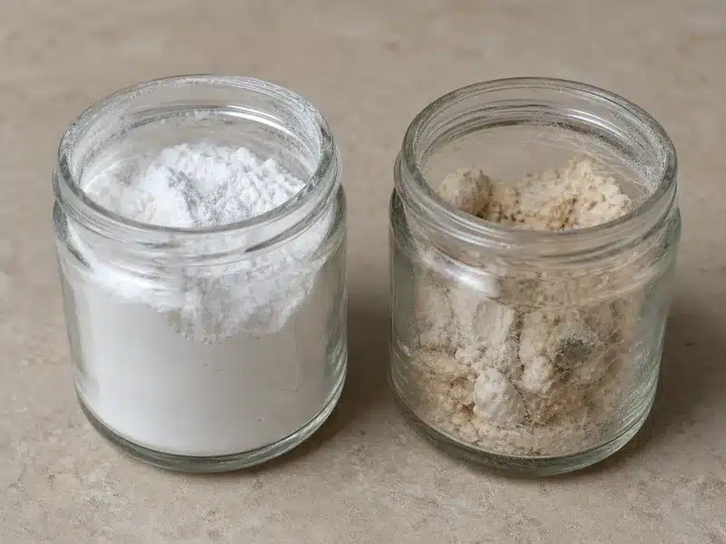 Dry and contaminated cream of tartar powder compared - quality | EpicureDelight
