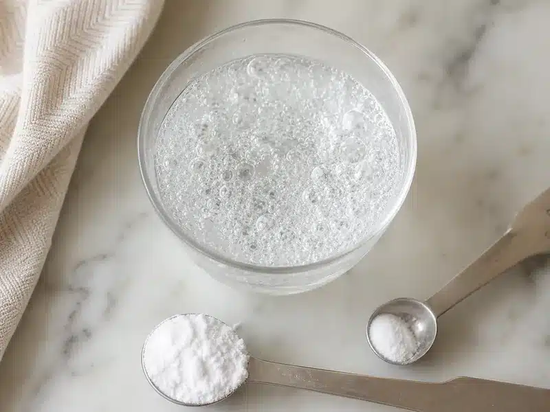 Cream of tartar and baking soda bubbling in warm water - test | EpicureDelight