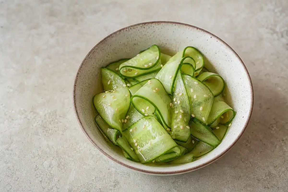 Cucumber Sunomono served as a side dish | EpicureDelight