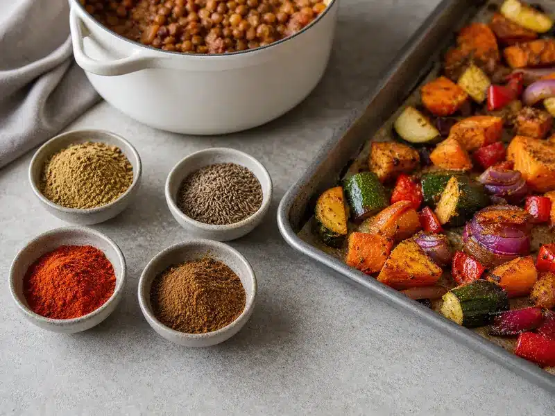 Cumin substitutes beside lentils and roasted vegetables | EpicureDelight
