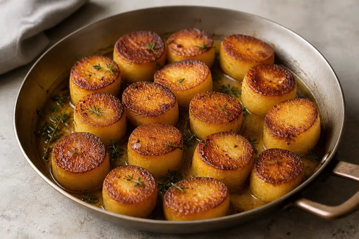 Fondant Potatoes served as a side dish | EpicureDelight