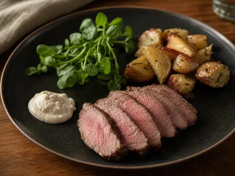 Horseradish sauce with roast beef and roasted potatoes | EpicureDelight
