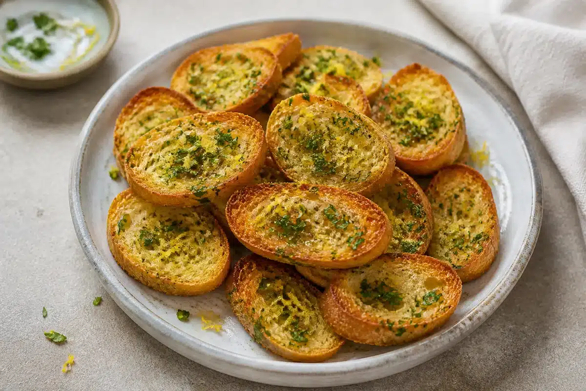 Lemon Herb Crostini served as a side dish | EpicureDelight