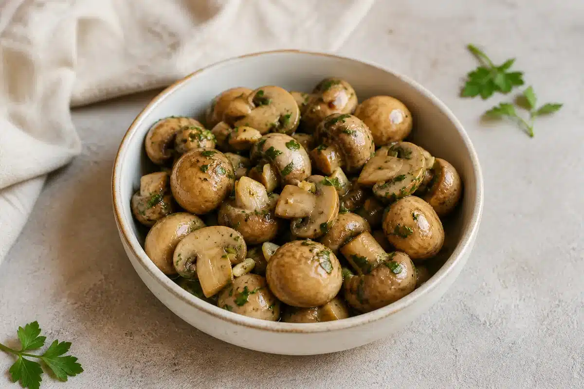 Marinated Mushrooms served as a side dish | EpicureDelight