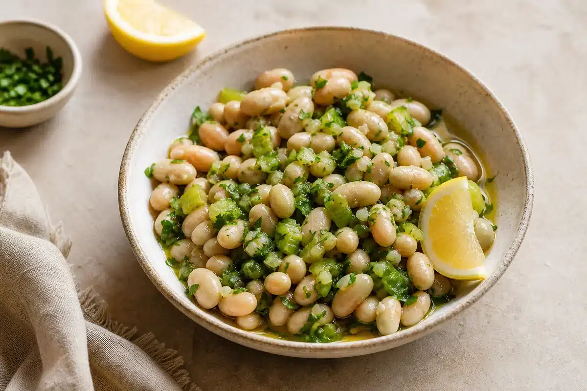 Marinated White Beans served as a side dish | EpicureDelight