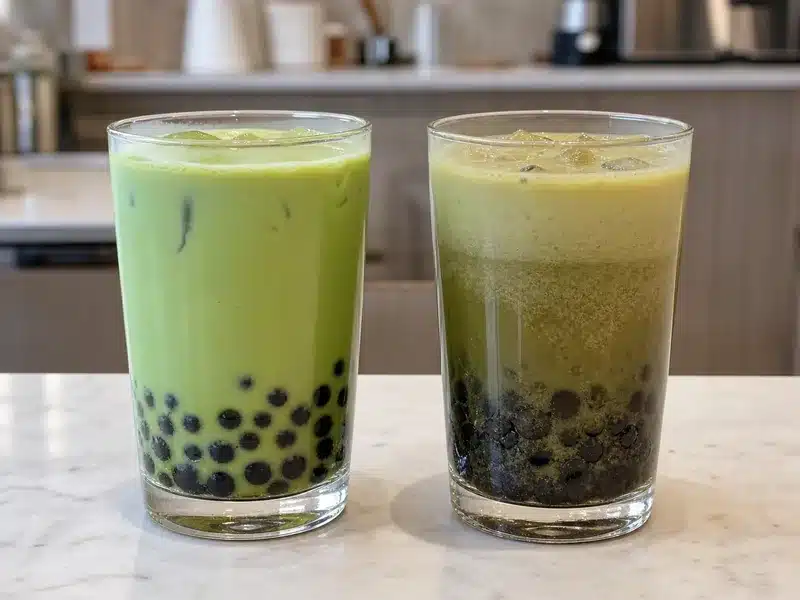 Fresh and stale matcha boba drinks compared - quality | EpicureDelight