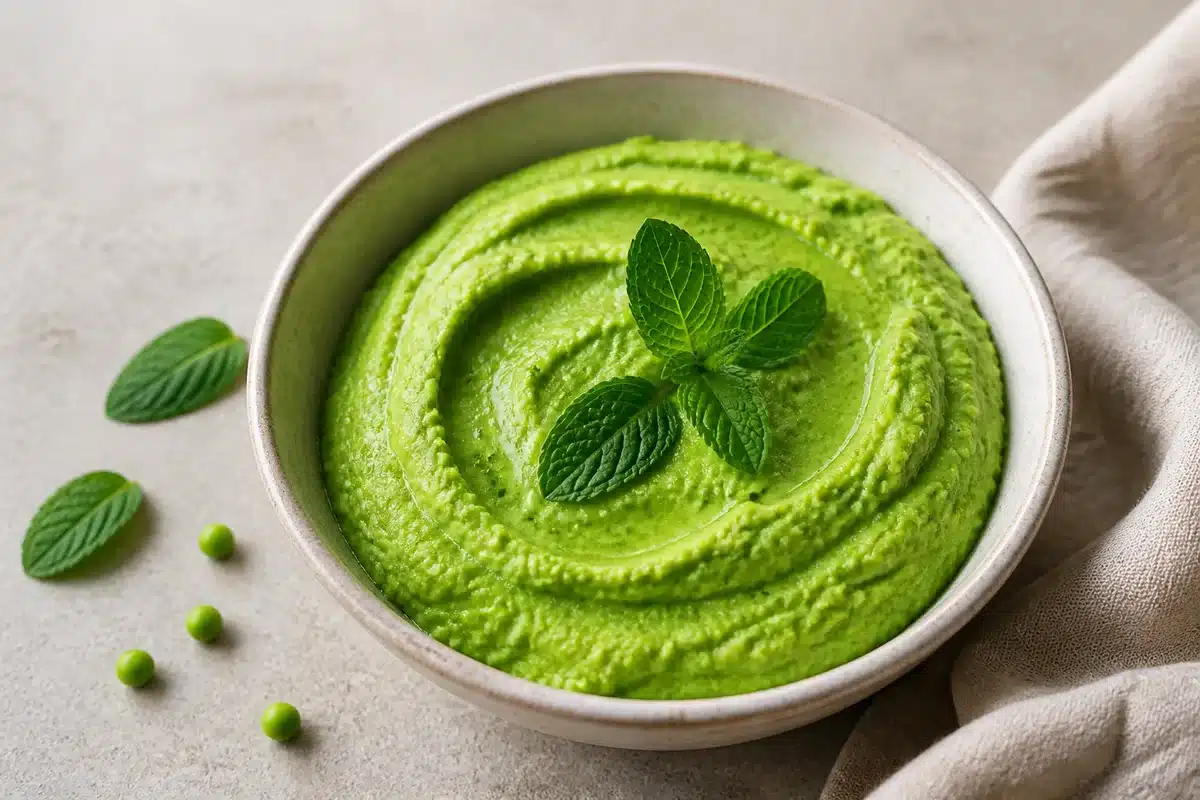 Minted Pea Puree served as a side dish | EpicureDelight