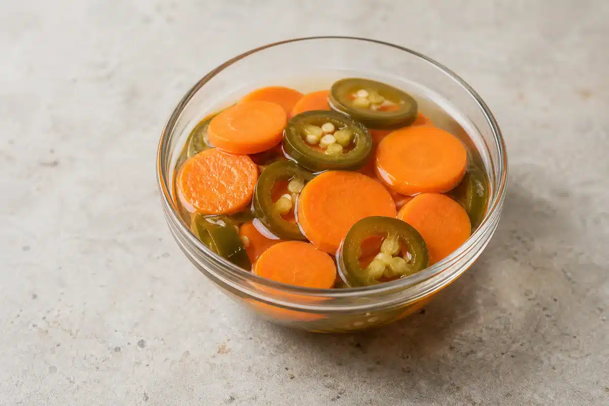 Pickled Carrot Jalapeno served as a side dish | EpicureDelight
