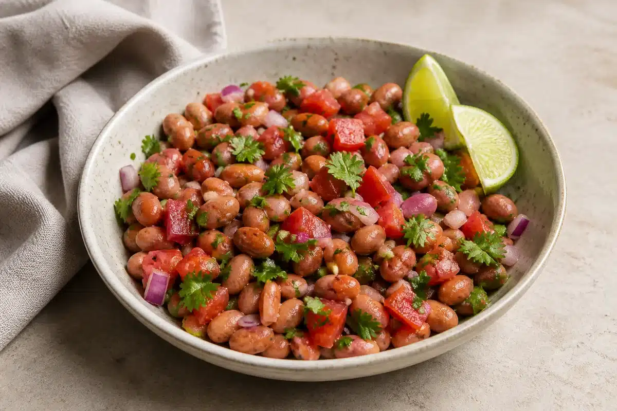Pinto Bean Tomato Salad served as a side dish | EpicureDelight
