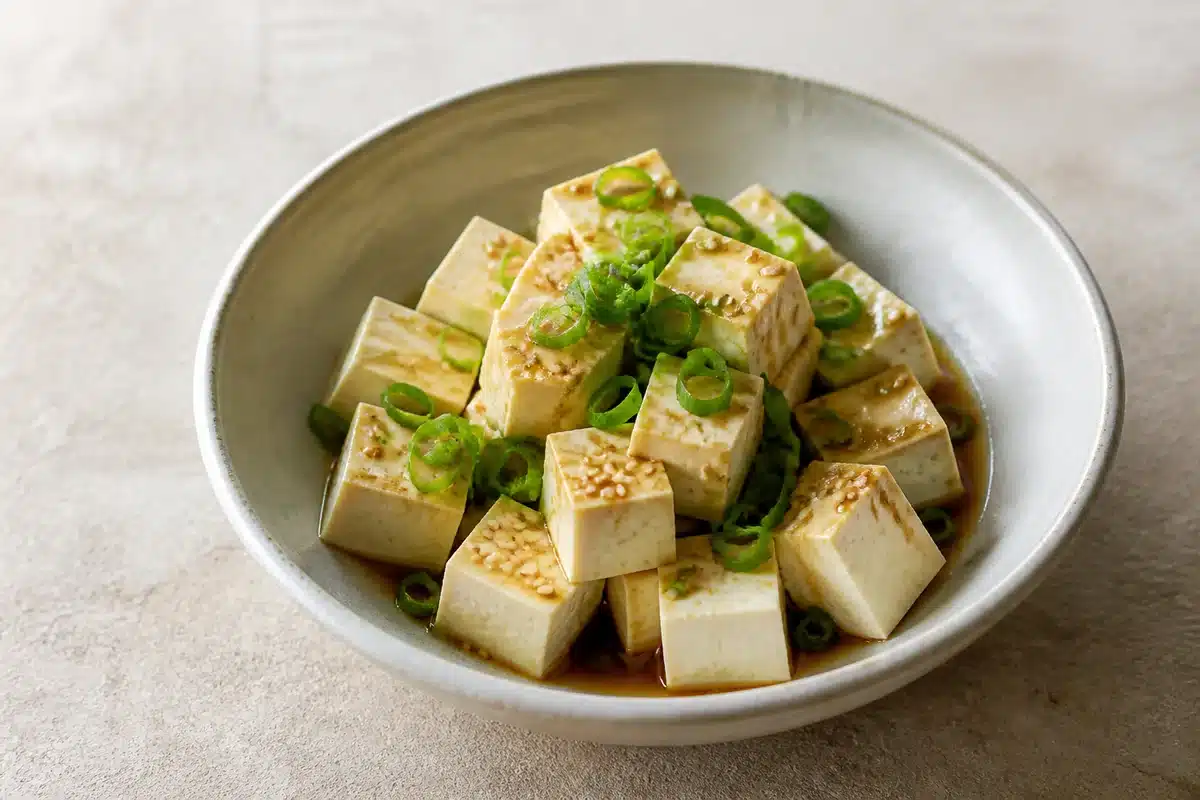 Scallion Tofu served as a side dish | EpicureDelight