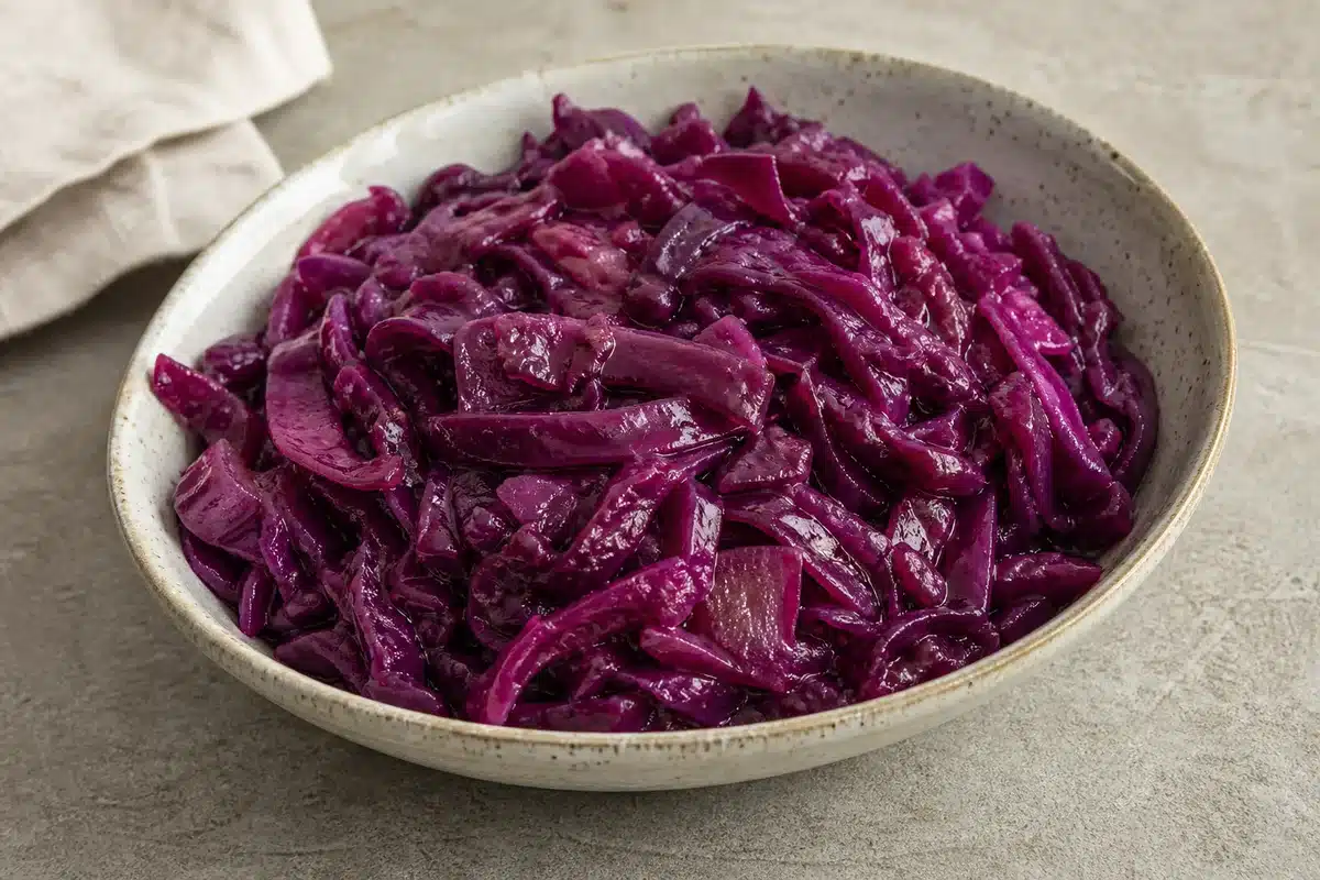 Sweet Sour Red Cabbage served as a side dish | EpicureDelight