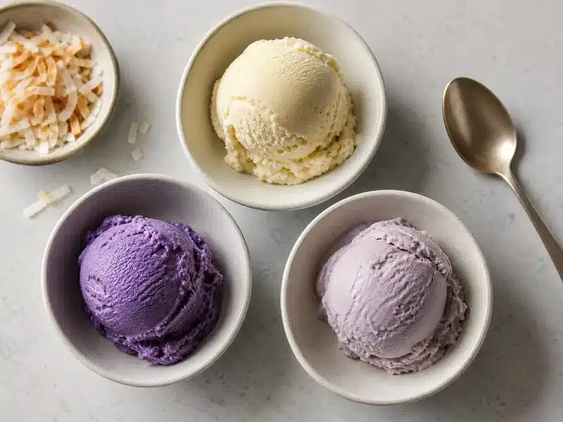 Ube vanilla and taro ice cream comparison - ube ice cream | EpicureDelight