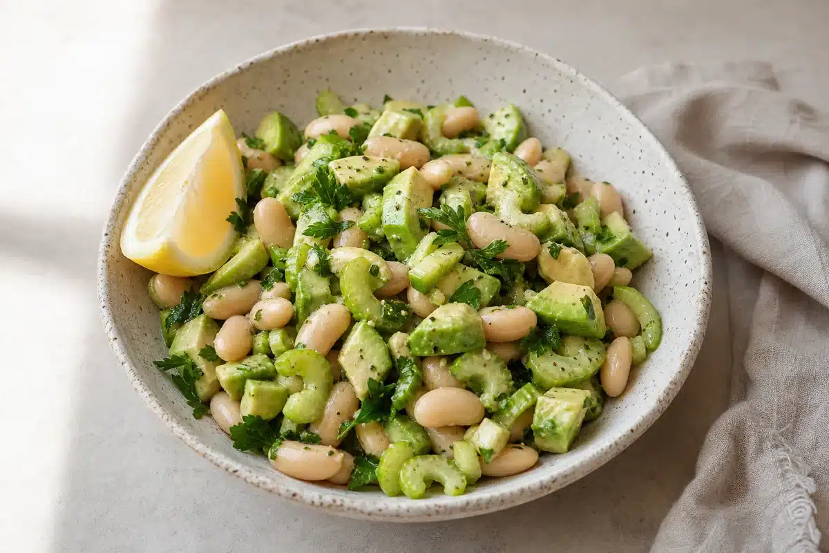 White Bean Avocado Salad served as a side dish | EpicureDelight